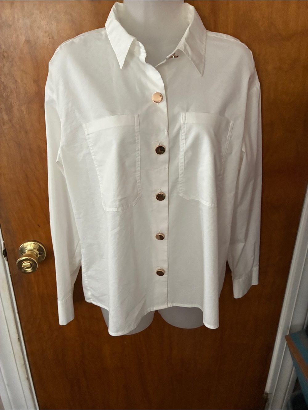 Worthington White Button-Front Utility Blouse
